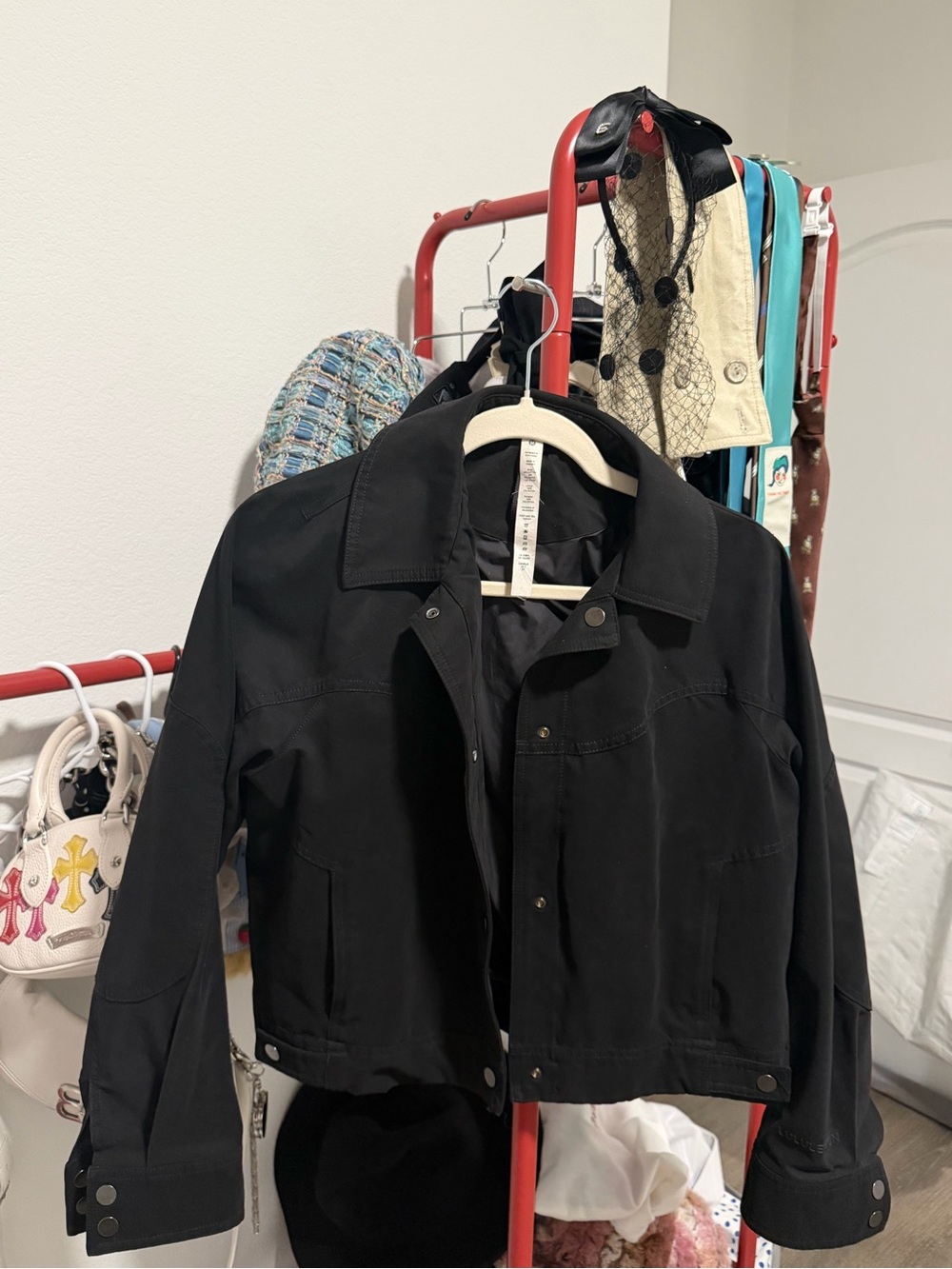 lululemon athletica Black Cropped Utility Jacket with Snap Front